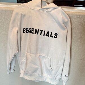 Essentials Cream Hoodie with Black Logo